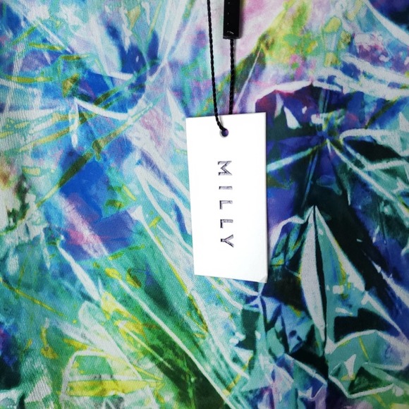 NWT Milly Watercolor Bat Wing Top Size 6 Scoop Neck Retail $275 - Picture 3 of 10